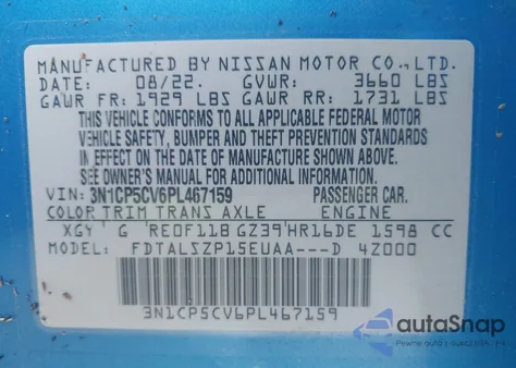 2023 Nissan Kicks Sv from USA, damaged, VIN 3N1CP5CV6PL467159